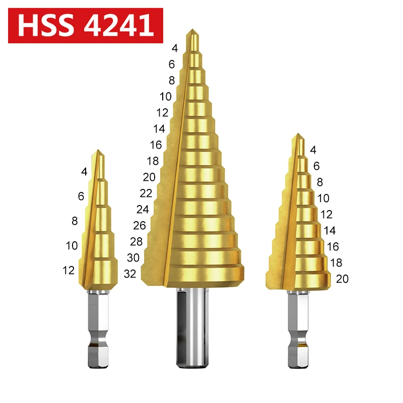 CHOWMASTER Pagoda Step Drill 4-12 4-20 4-32mm 3pcs set 4241 6542 M35 Wood Metal Hole Cutter HSS Drilling Tools