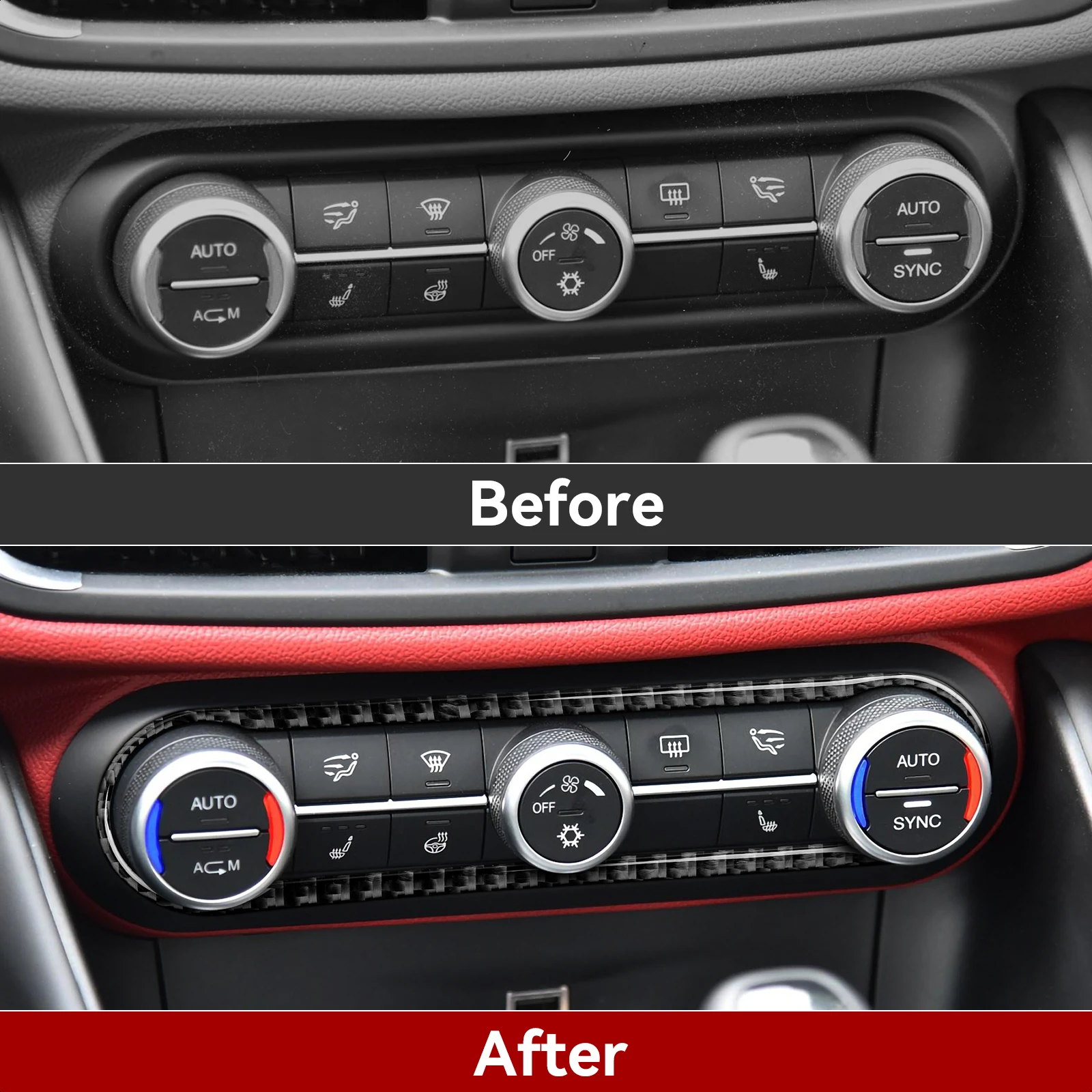 For Alfa Romeo Giulia 952/Stelvio 949 2016-2019 Car Center Climate Control knob Panel, Carbon Fiber Interior Sticker Accessories