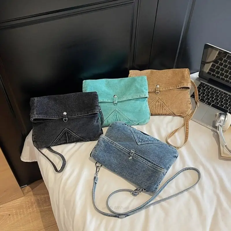 

X5XA Trendy Distressed Jeans Crossbody Bag Spacious Multi Compartment Design Tear Resistant Fabric For Work Commute