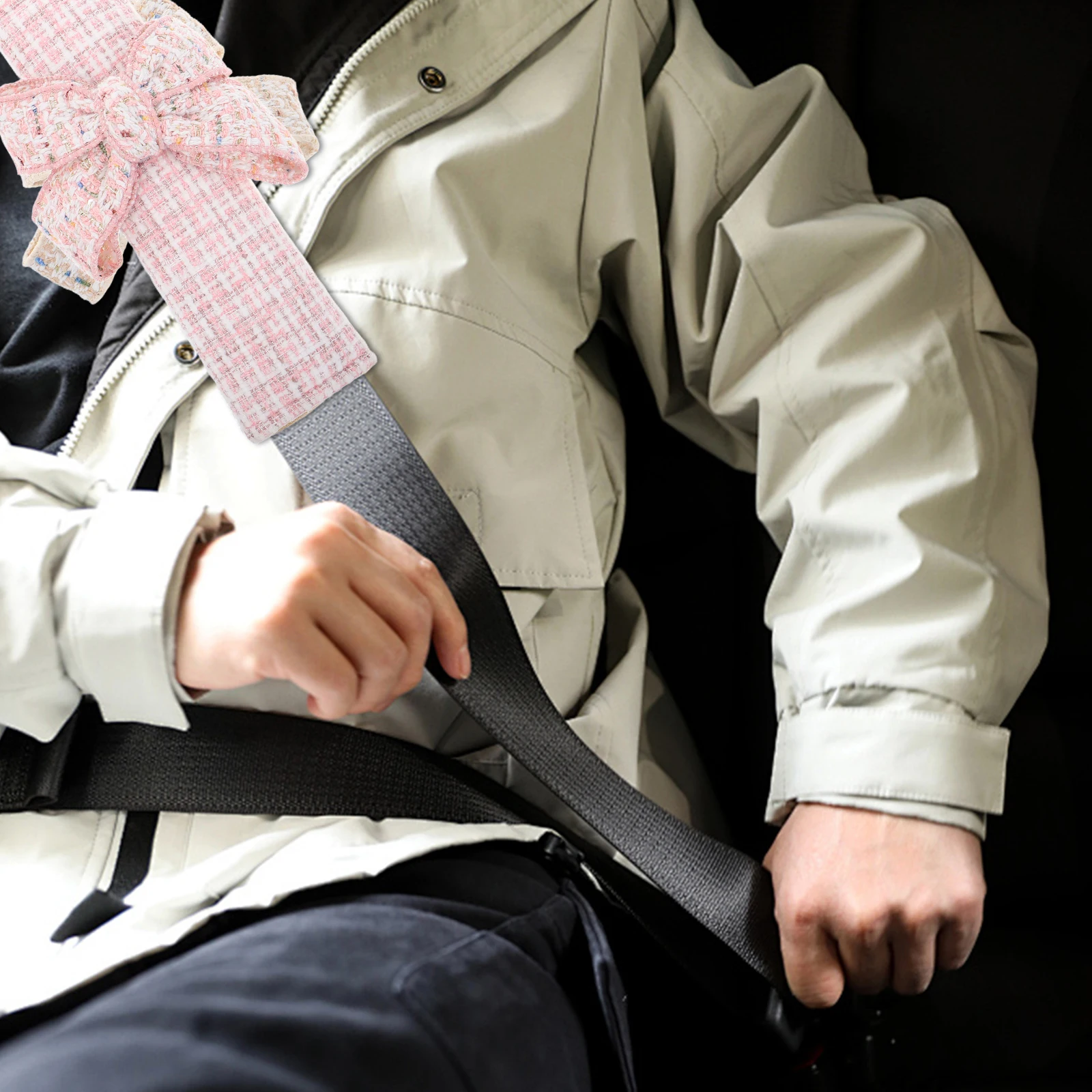 

Shoulder Protector Cute Bow Design Cover Strap Pad Universal Interior Accessories Cushion Car Seat