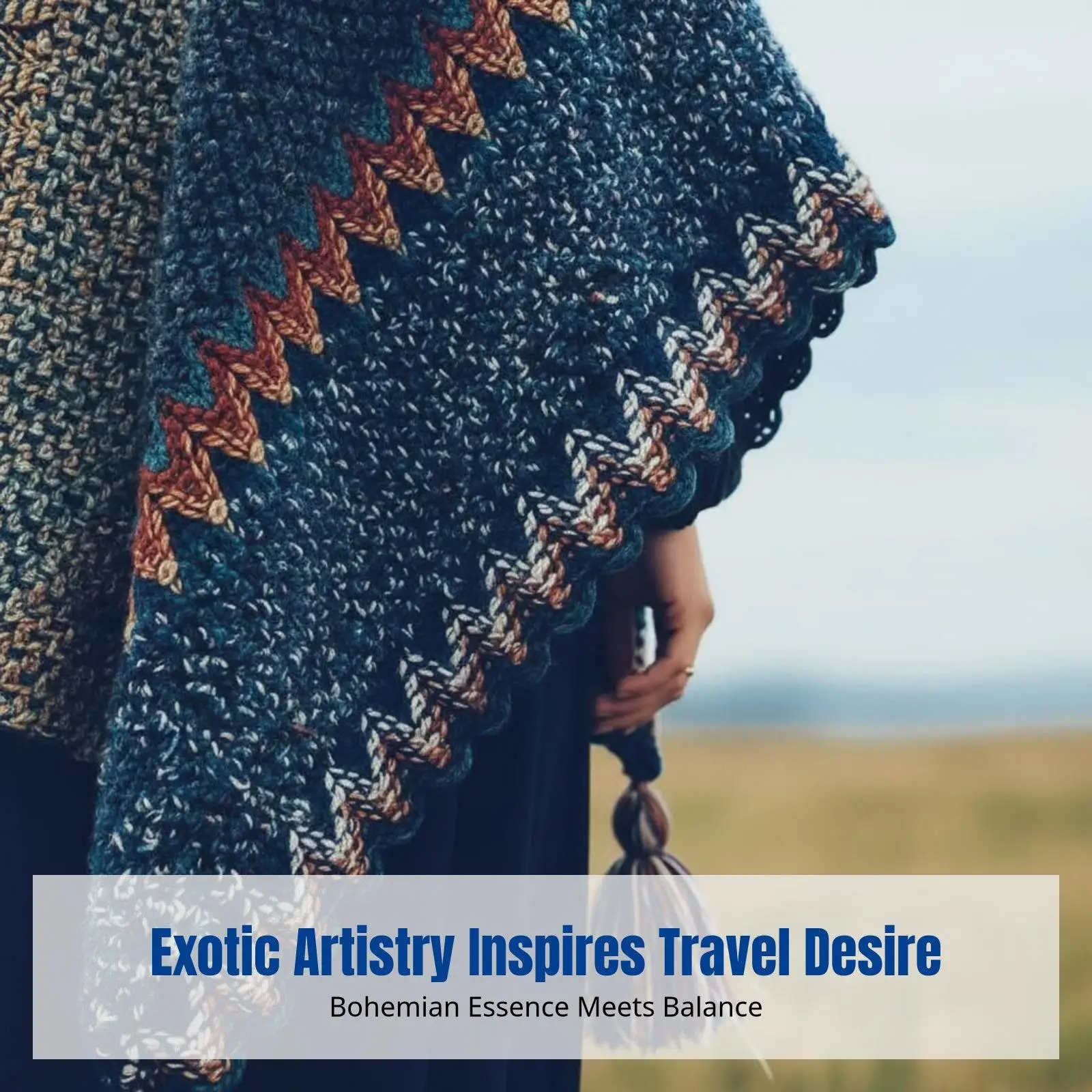 Ethnic Cape, Travel Shawl, Boho Poncho for Women, Outdoor Scarf, Colorful Knit Wrap