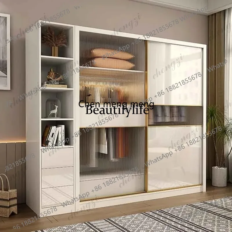 EE182 Sliding Door Tall Wardrobes Orgnizer Aesthetic Stylish Wooden Wardrobe Bedroom Clothes Display Kleiderschrank Bedroom Furn