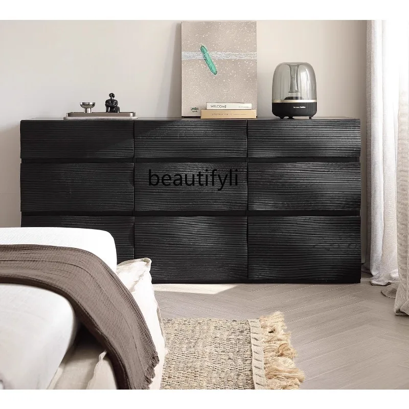 

Wabi-sabi Style Solid Wood Nine-Drawer Cabinet Simple Retro Bedroom TV Cabinet Drawer Storage Cabinet