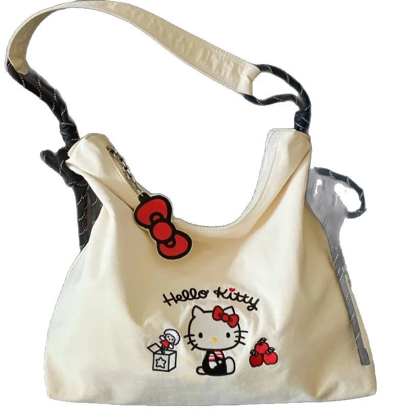 Sanrio Hello Kitty Tas Tangan Hitam Antik Gaya Y2K untuk Wanita Tas Tangan Anak Perempuan Populer Tas Tote Tas Penyimpanan Makeup Hadiah Tote Tren