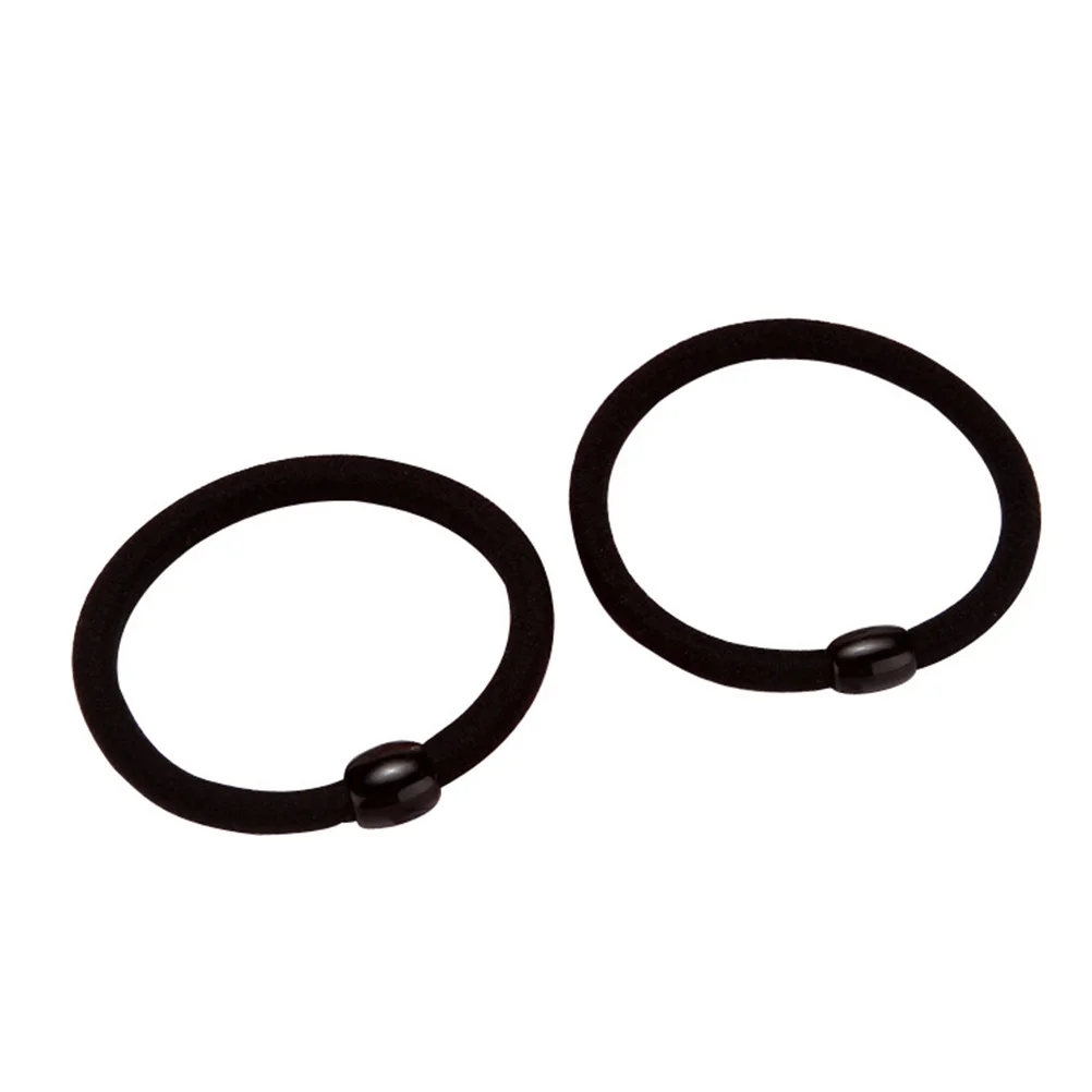 

50pcs Black Bean Ties Elastic Ponytail Holders Simple Rings For Women Daily Wear Hair Rope Black Hair Tie Elastic Band