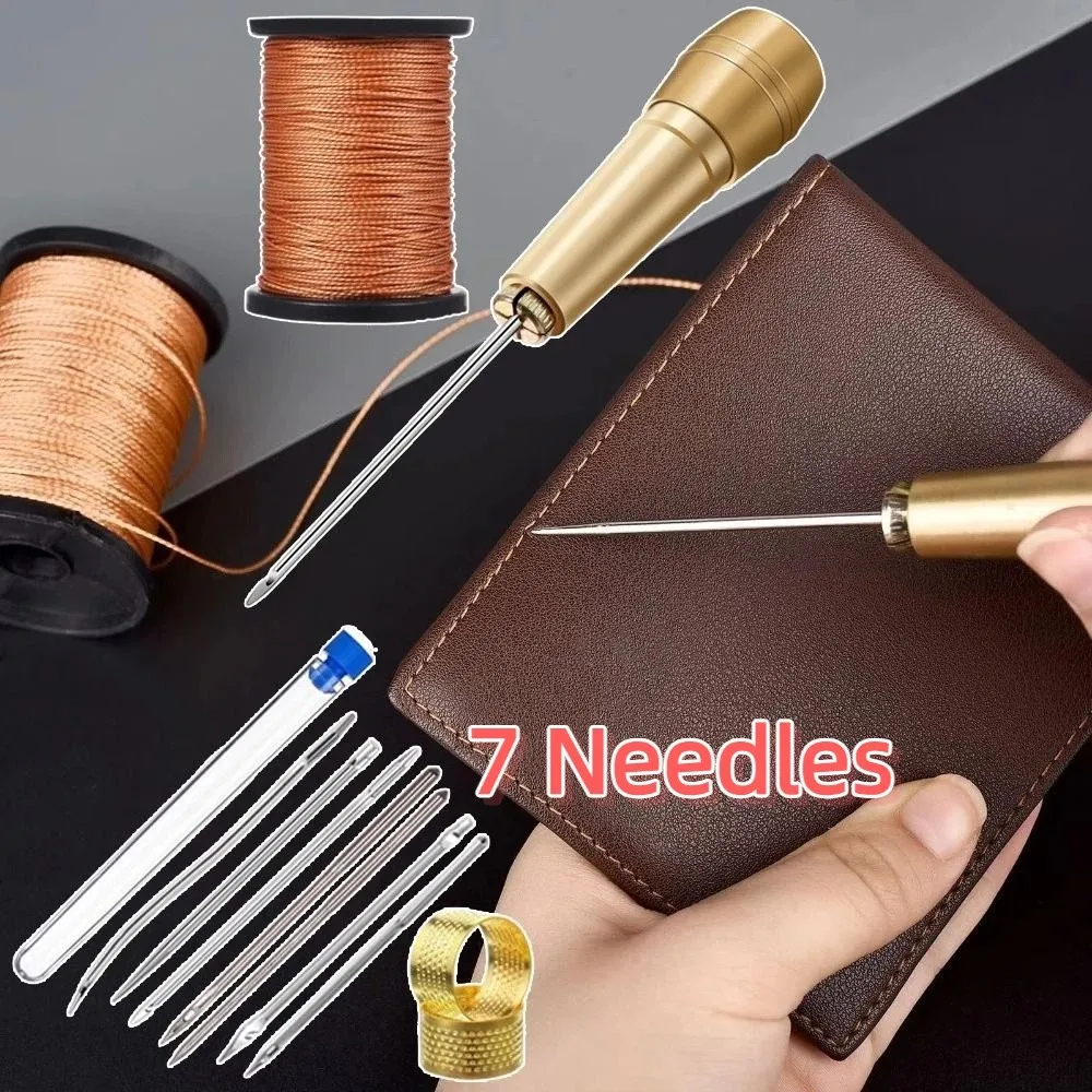 

Multifunctional Leather Sewing Awl Set Professional with Handle Shoes Repair Tool Kit Straight Hook Replaceable
