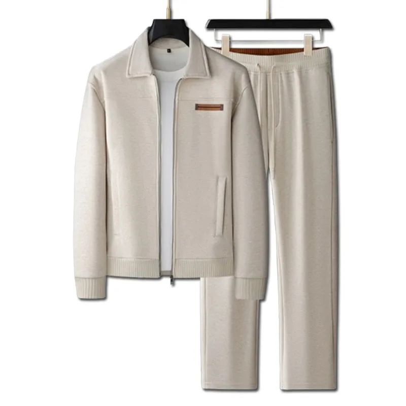 Ultra-fine and soft winter high-end casual sports suit two-piece set for men
