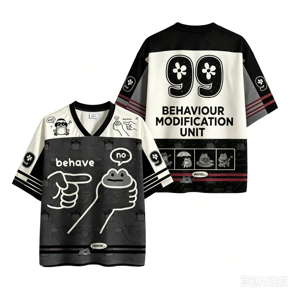 Y2K 3D-Druck Cartoon-Frosch Herren V-Ausschnitt Übergrößen-T-Shirt Japanischer Trendy Casual Schnelltrocknend Atmungsaktive Eltern-Kind-Kleidung – Detail 3