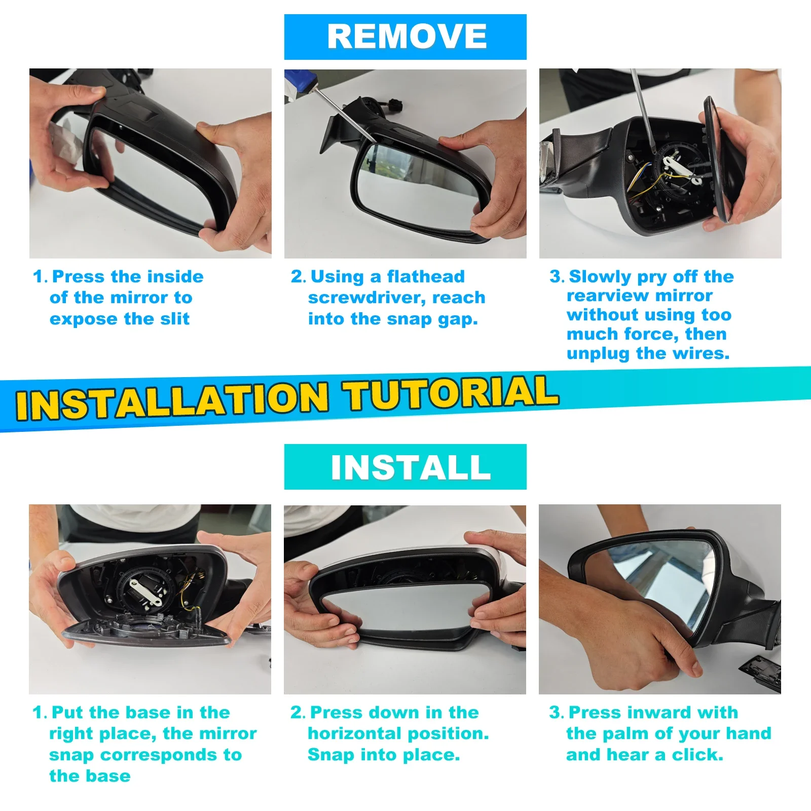 OLANGDA باب مرآة الرؤية الخلفية عدسة ساخنة مرآة الرؤية الخلفية الزجاج عاكس محدب الزجاج لفورد فيوجن 2013-2020 DS7Z17K707F DS7Z #3