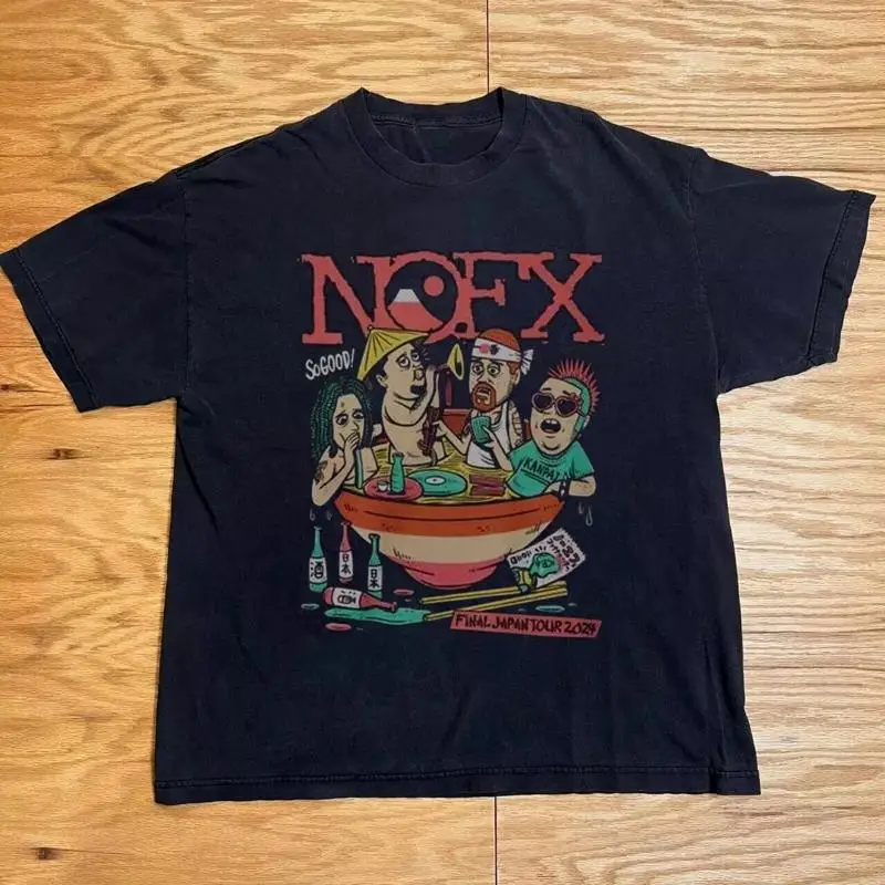 NOFX Final Japan Tour Ramen 2024 Camiseta unisex de algodón negro, talla S-5XL