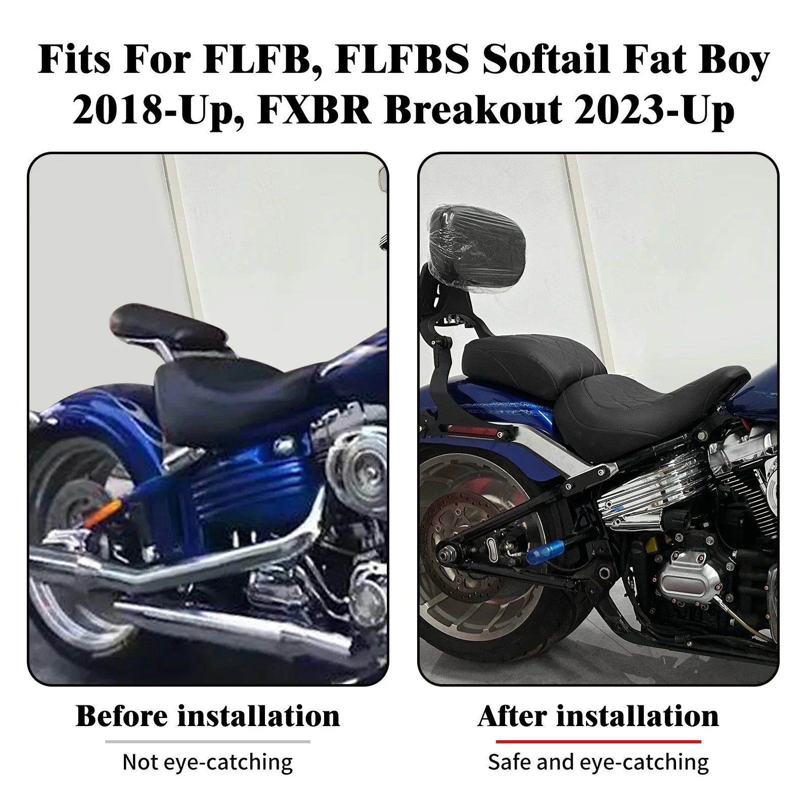 Front Rear Seat Cushions 2-Up Motorcycle For Harley Softail Fat Boy FLFB FLFBS 18-Up  Breakout FXBR 23-Up Driver Passenger Seat