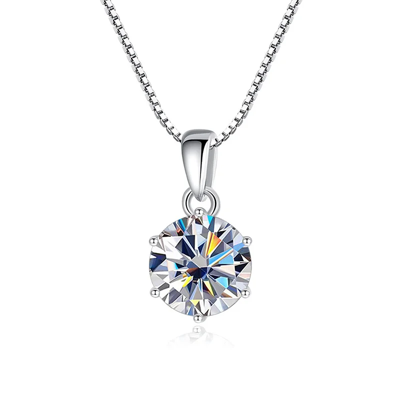 Butterflykiss 1 CT Real Moissanite Pendant Necklace For Women Top Quality 925 Sterling Silver Wedding Party Bridal Fine Jewelry