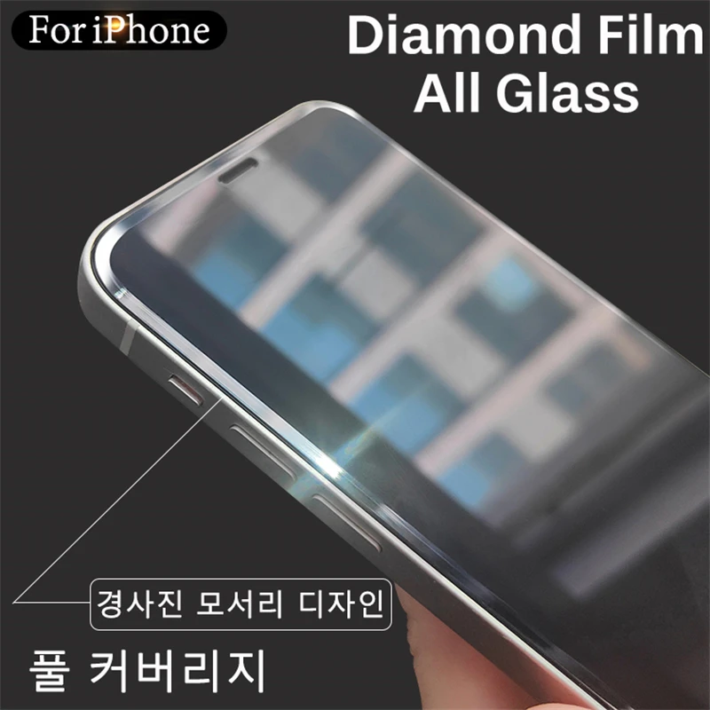Vidro Temperado de Luxo para iPhone, Película de Capa Completa, Corte Borda, 16, 15, 14, 12 Pro Max, 13, 11, 14 Plus, X, XR, XS