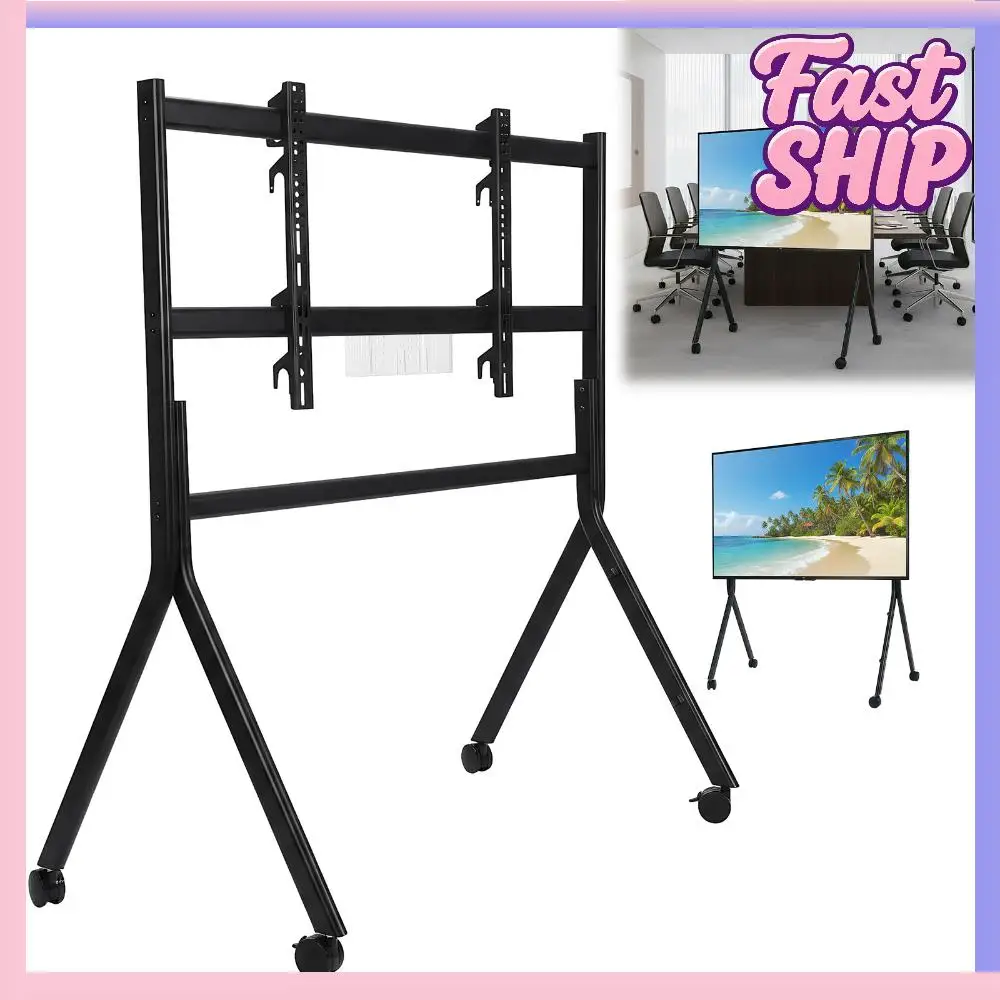 

Универсальное крепление для плоских/изогнутых экранов 86-110 дюймов, уличная подставка-тележка для телевизоров, максимальная нагрузка 485 фунтов/220 кг, с блокируемыми колесами