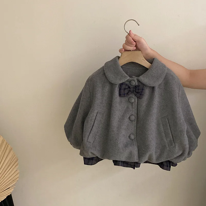 الفتيات النسخة الكورية الخريف والشتاء جديد القوس منقوشة سترة 2025 بلون تنوعا الدانتيل طماق العصرية #3