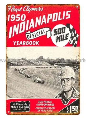 1950 car race Indianapolis 500 Mile metal tin sign plaque metal garage signs sign