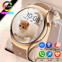 For HUAWEI IOS Women Watch 4 Mini Smart Watch AMOLED NFC Heart Rate Clock BT Call GPS Lady Smartwatch for Women pink Custom dial