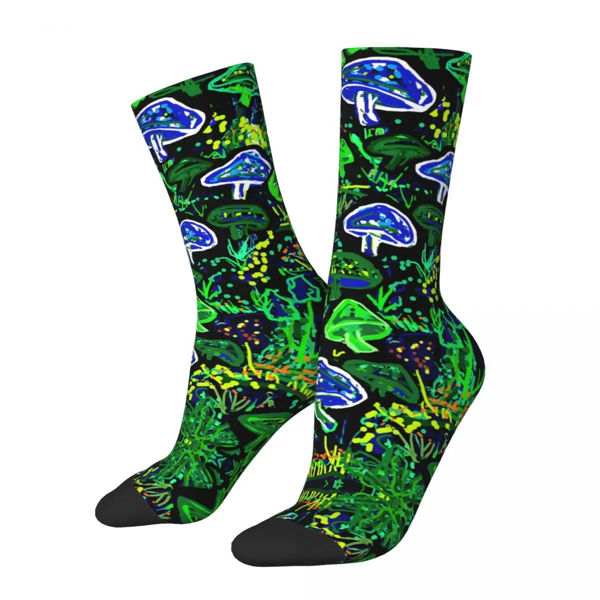 Crazy compression 70S HIPPIE PSYCHEDELIC SHROOMS FEST GREEN Sock for Men Vintage Quality Pattern Crew Sock Novelty