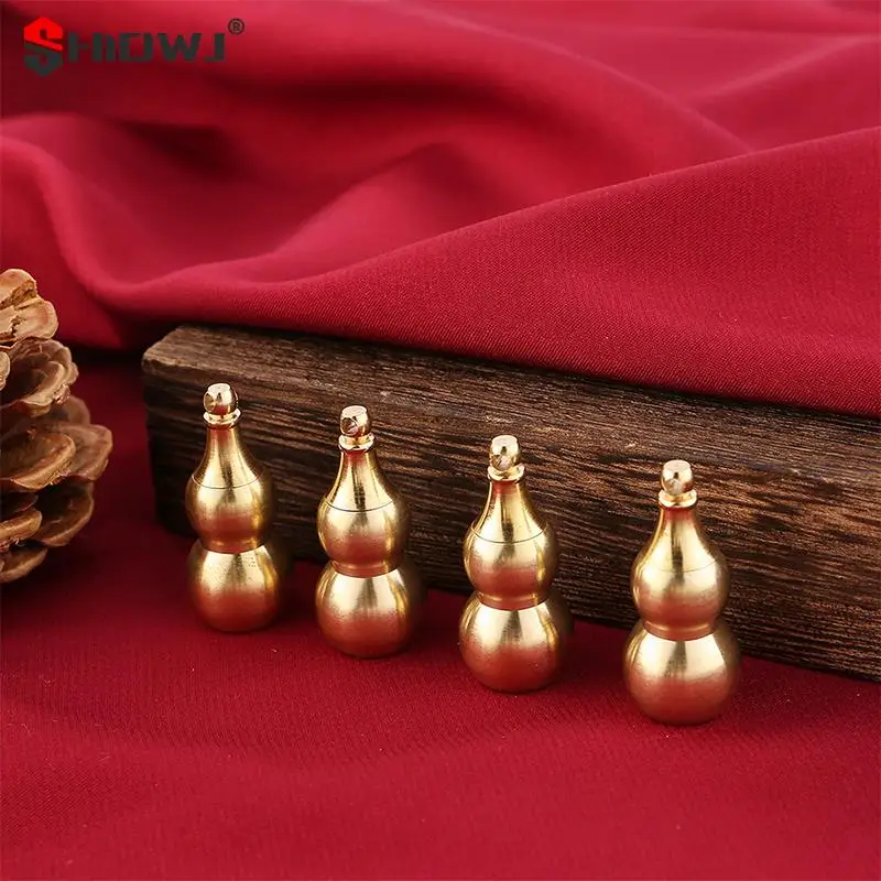 Traditional Chinese Natural Feng Shui Gourd Brass Handicraft Mini Storage Crafts Buddhist Good Luck Home Ornament Car Decoration