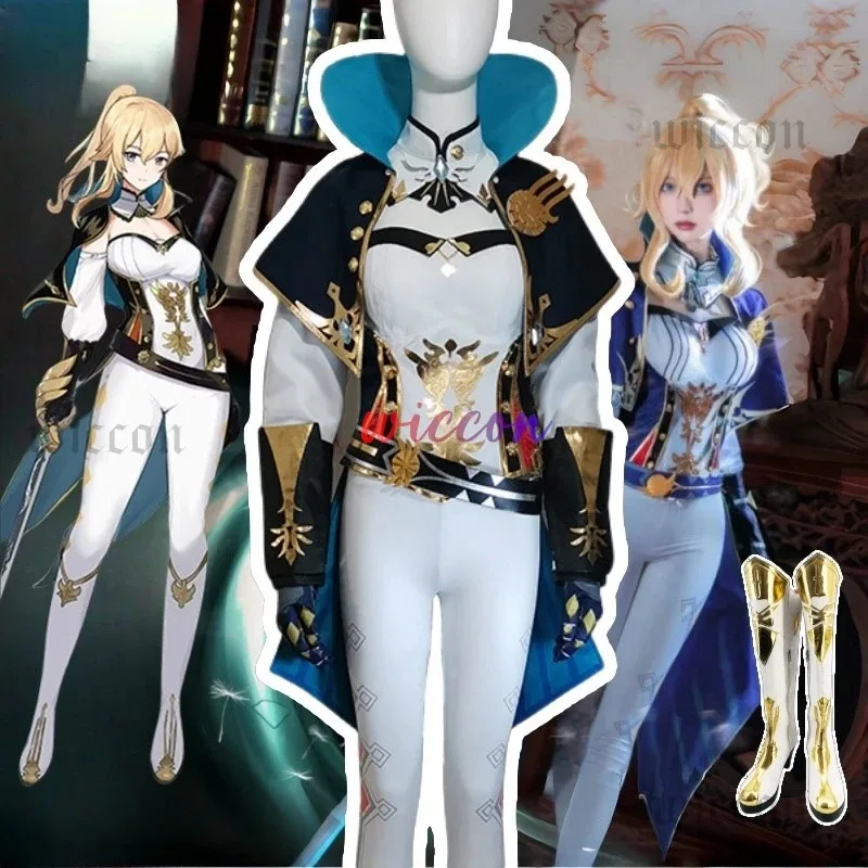 

Game Genshin Impact Jean Cosplay Costume Wig Set Jean Cosplay Shoes Halloween Cosplay Set Genshin Impact Costumes Jean Suit