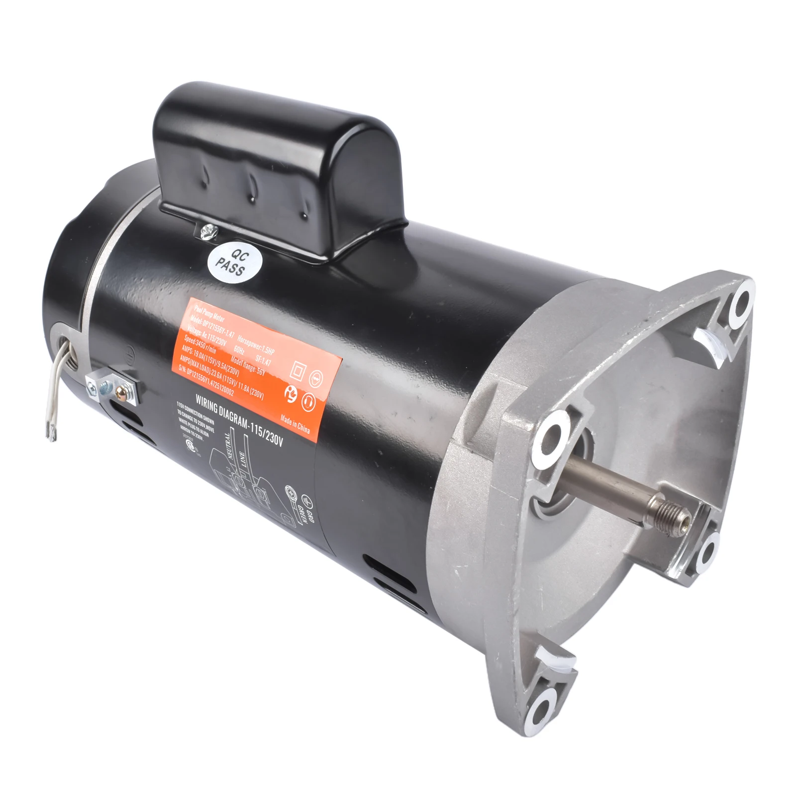 Motor de Bomba Eléctrica para Piscina AP02, 1.5 HP, 3450 RPM, 208-230 Voltios, Marco 56Y, Brida Cuadrada B2842 SQ1152 B842 EB842 B849