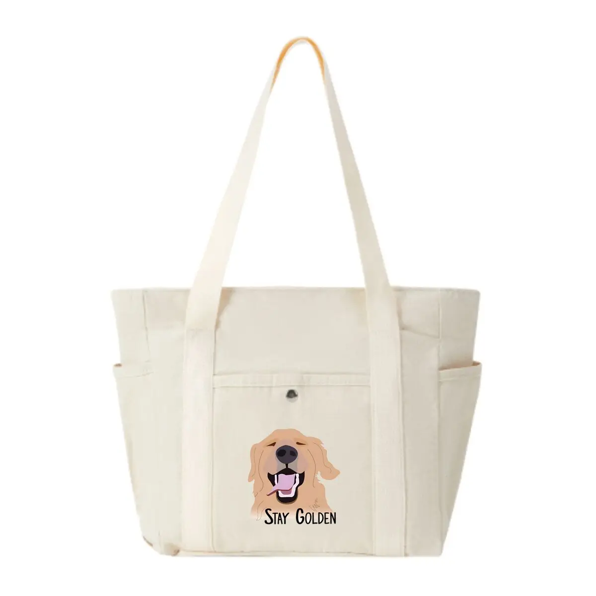 

Sun Dog Brings Warm Vibe Large Capacity Canvas Tote with Multiple Pockets-Perfect for School/work Commute