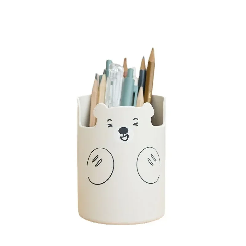 Kawaii Urso Dos Desenhos Animados Maquiagem Brush Holder, Multifuncional Pen Holder, Adorável Organizador Do Telefone, Papelaria Estudante