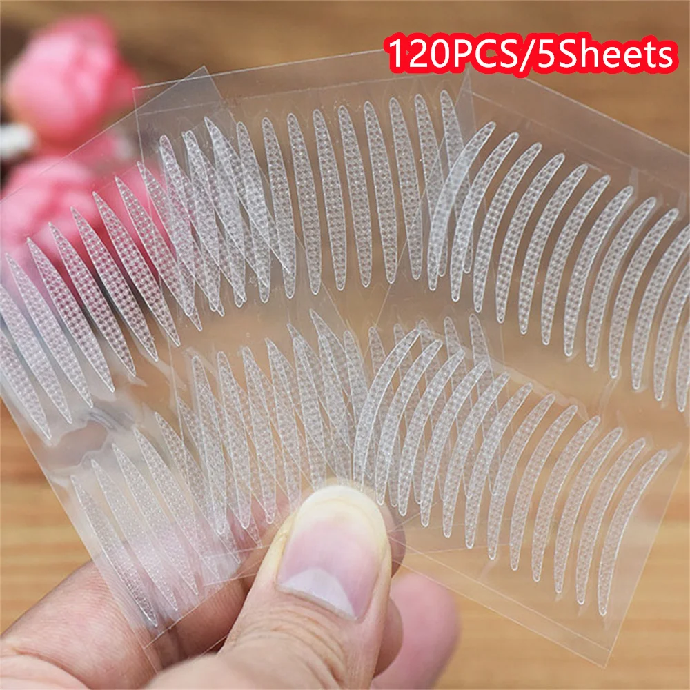 120PCS/5sheets Invisible Eyelid Tape Sticker Breathable Fiber Double Side Transparent Eyelift Tapes Eye Makeup Accessories Tool