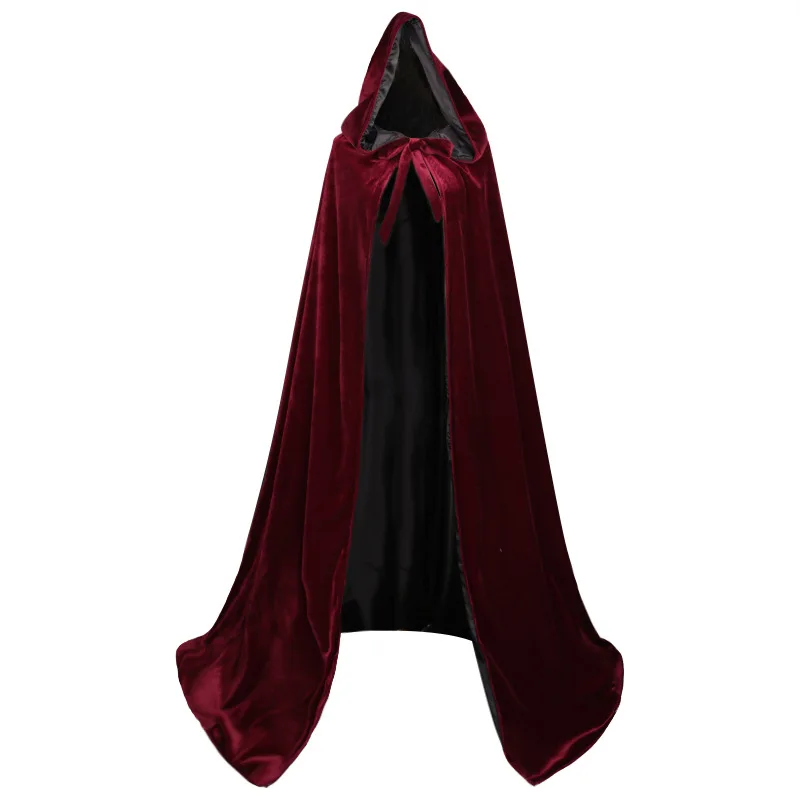 ผู้ใหญ่เสื้อคลุมยาวกำมะหยี่ Robe สีเขียวสีดำสีแดงฮาโลวีน Carnival Purim Medieval แม่มด Wicca แวมไพร์