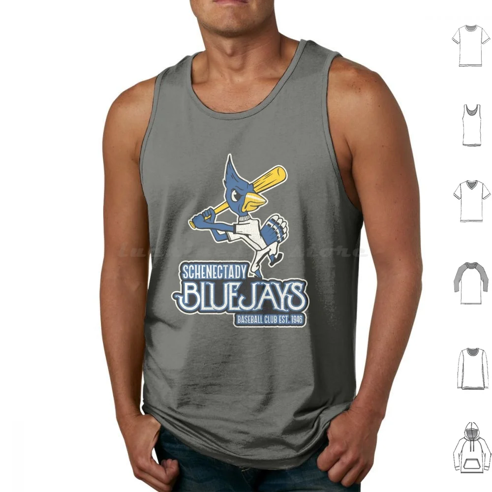 Schenectady Blue Jays Retro Defunct Baseball Tank Tops Print Cotton Schenectady Schenectady Bluejays Bluejays