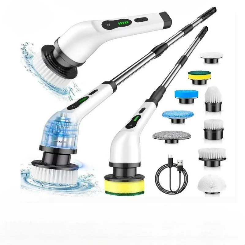

2025 Rechargeable Electric Spin Scrubber Cleaning Brush Long Handle Brush Sink Bathroom Bathtub Cleaner Cleans Brushes