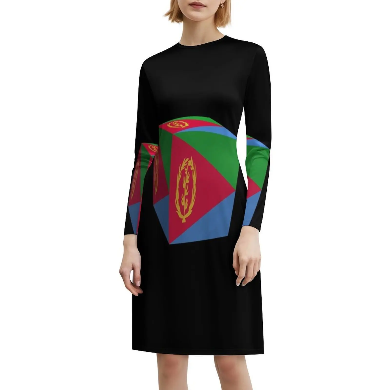 العلم الإريتري مكعب. فستان بوهيمي عتيق بأكمام منتفخة أو خيارات بدون أكمام للنساء صندوق فستان Country Cube Cubed Eritrea #6