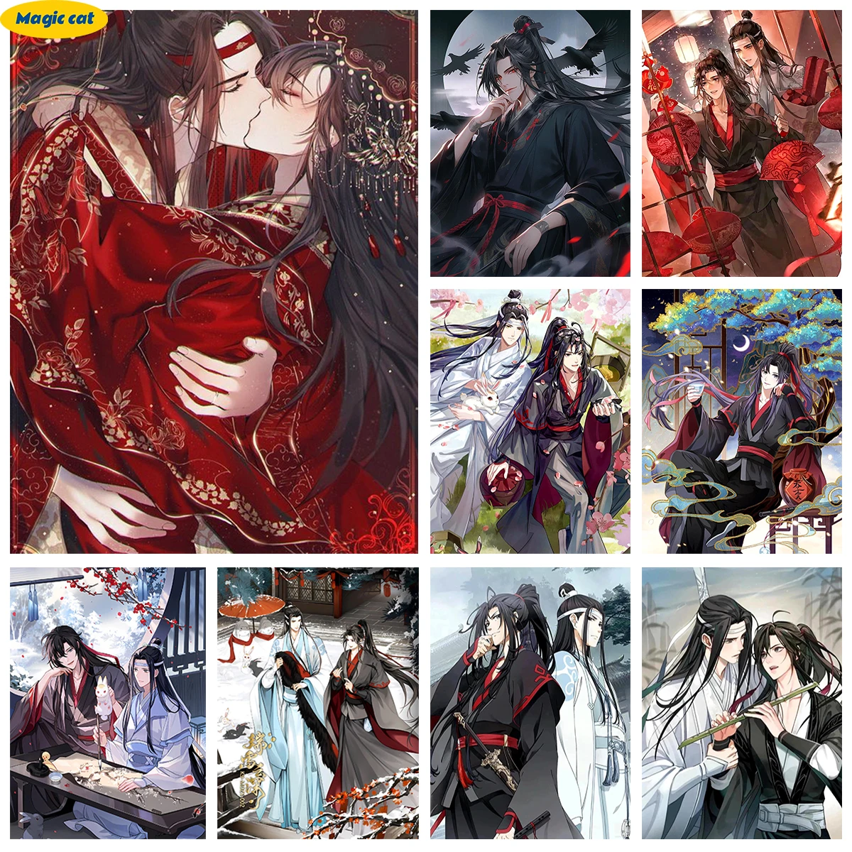 

MO DAO ZU SHI AB Diamond Painting Fantasy Anime Diy Diamond Embroidery Cross Stitch Wei Wuxian Poster Home Wall Decor Fans Gift