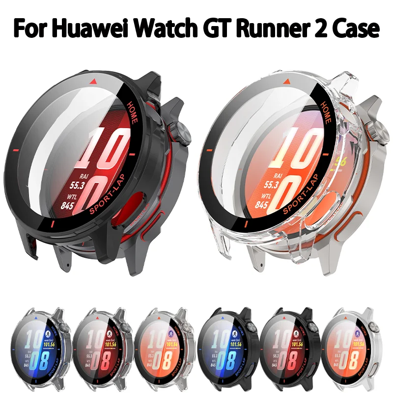 PC Case＋HD Glass For Huawei Watch GT Runner 2 Shell-membrane integrated anti-falling protective shell Huawei Watch GT Runner 2