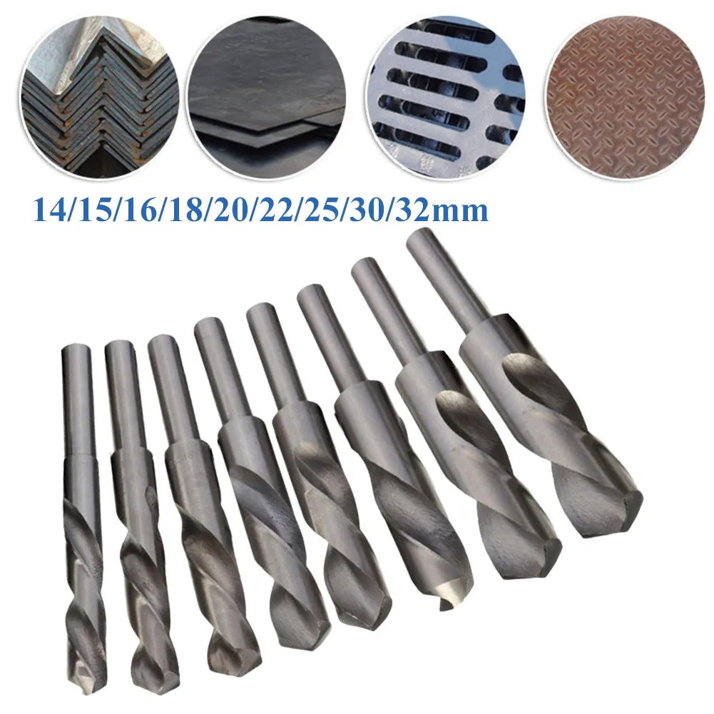 Reliable HSS Reduced Shank Drill Bit, 22mm Diameter, Round Shank, Counterclockwise Spiral Flute for Easy Chip Evacuation