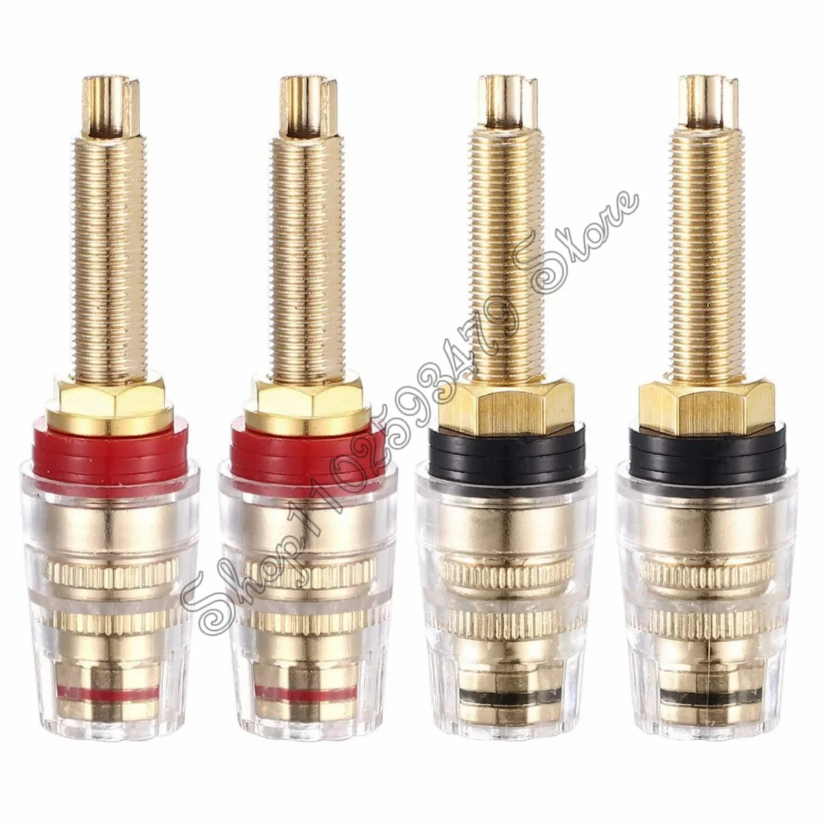 4pcs speaker DIY terminal connector binding post HIFI amplifier Pure cupper Gold-plated Banana socket junction Box