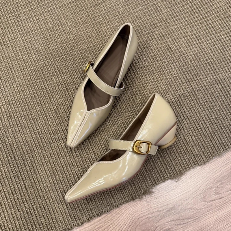 BANFANG femmes chaussures hautes 3 cm bouche peu profonde bout rond chaussure unique rétro à la mode haute qualité concepteur chaussures de luxe pour femme