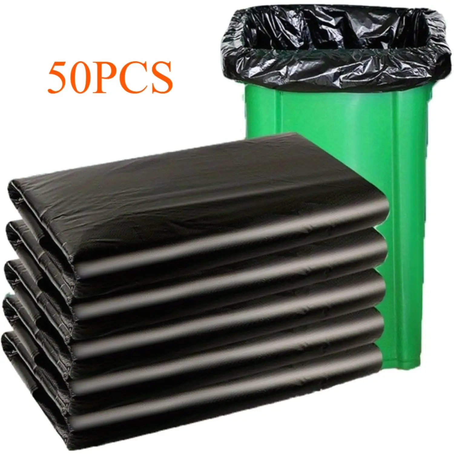

Plastics 30 Gallon Trash Bags (50PCS) 31" x 35" - Large Heavy Duty Can Liners - Plastic Black Garbage Bags for lawn , for leaf ,