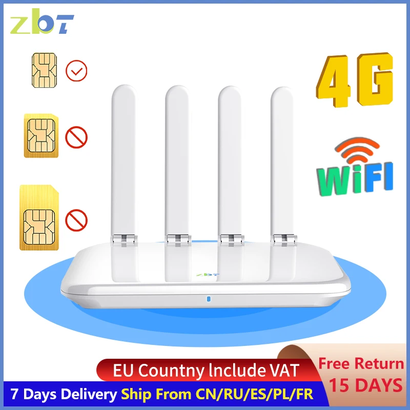 WiFi Router 4G 300Mbps for Home SIM Card Antennas 300M Ethernet WAN LAN 4g Modem 32 User with B8 B20 B28