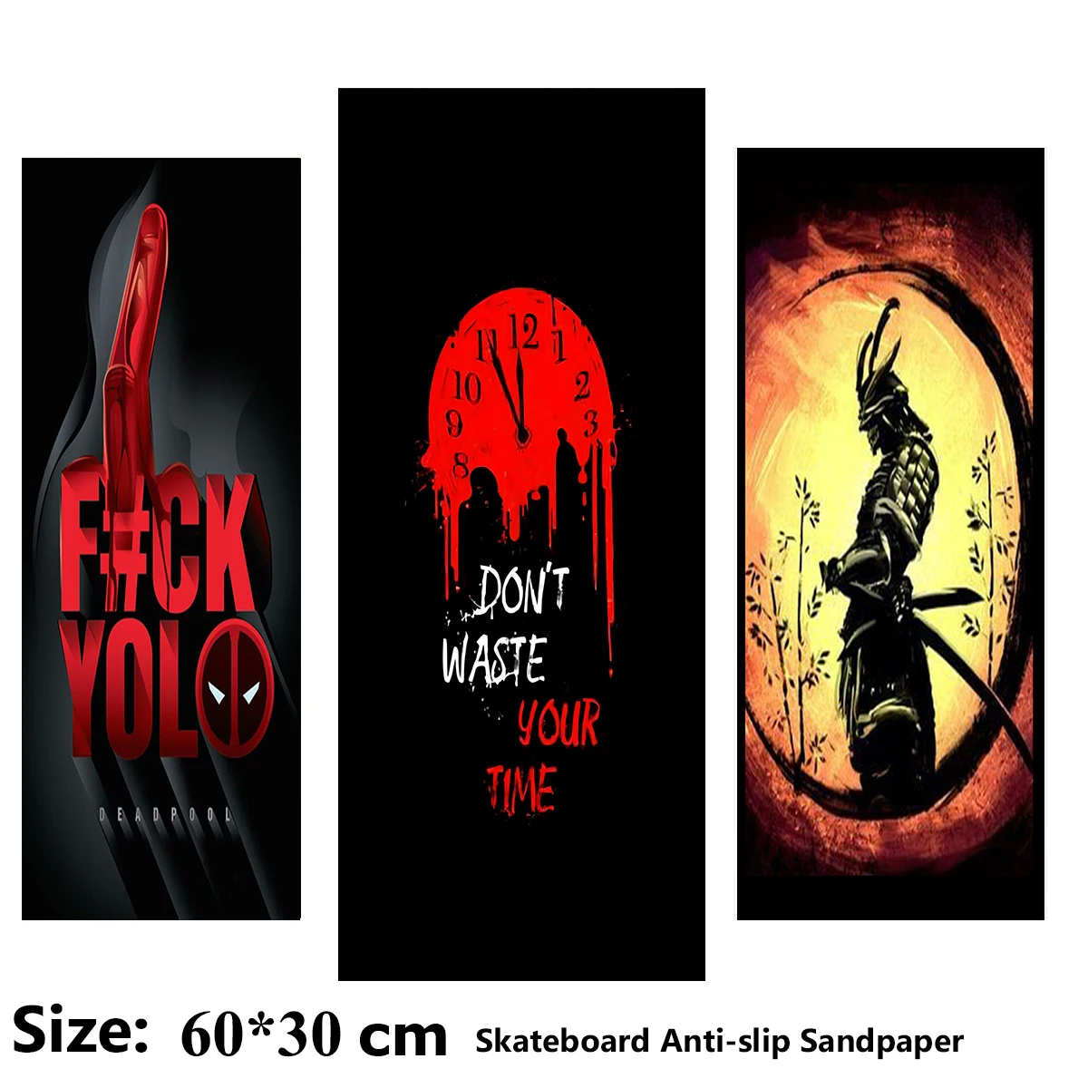 نص مثير للاهتمام حول الظلام الساموراي نمط سكوتر كهربائي المضادة للانزلاق ملصق الصنفرة سكيت شريط لحام ورقة 60*30 سنتيمتر #1