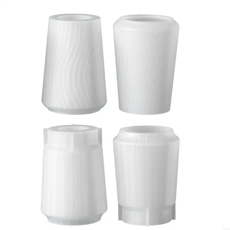 2025 New Reusable Silicone Resin Mold Easy Cleaning Striped Vase Molds for Flower Pots Handmade Jewelry and Art Crafts