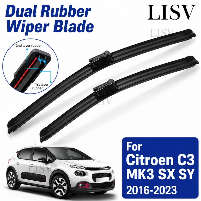 Front Wiper Blades For Citroen C3 MK3 SX SY 2016-2023 Windshield Windscreen Car Accessories 2017 2018 2019 2020 2021 2022