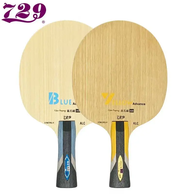 

729 Friendship Yellow KLC AD Table Tennis Blade 5 Wood 2 Arylate Carbon Professional Ping Pong Blade Blue ALC AD Offensive