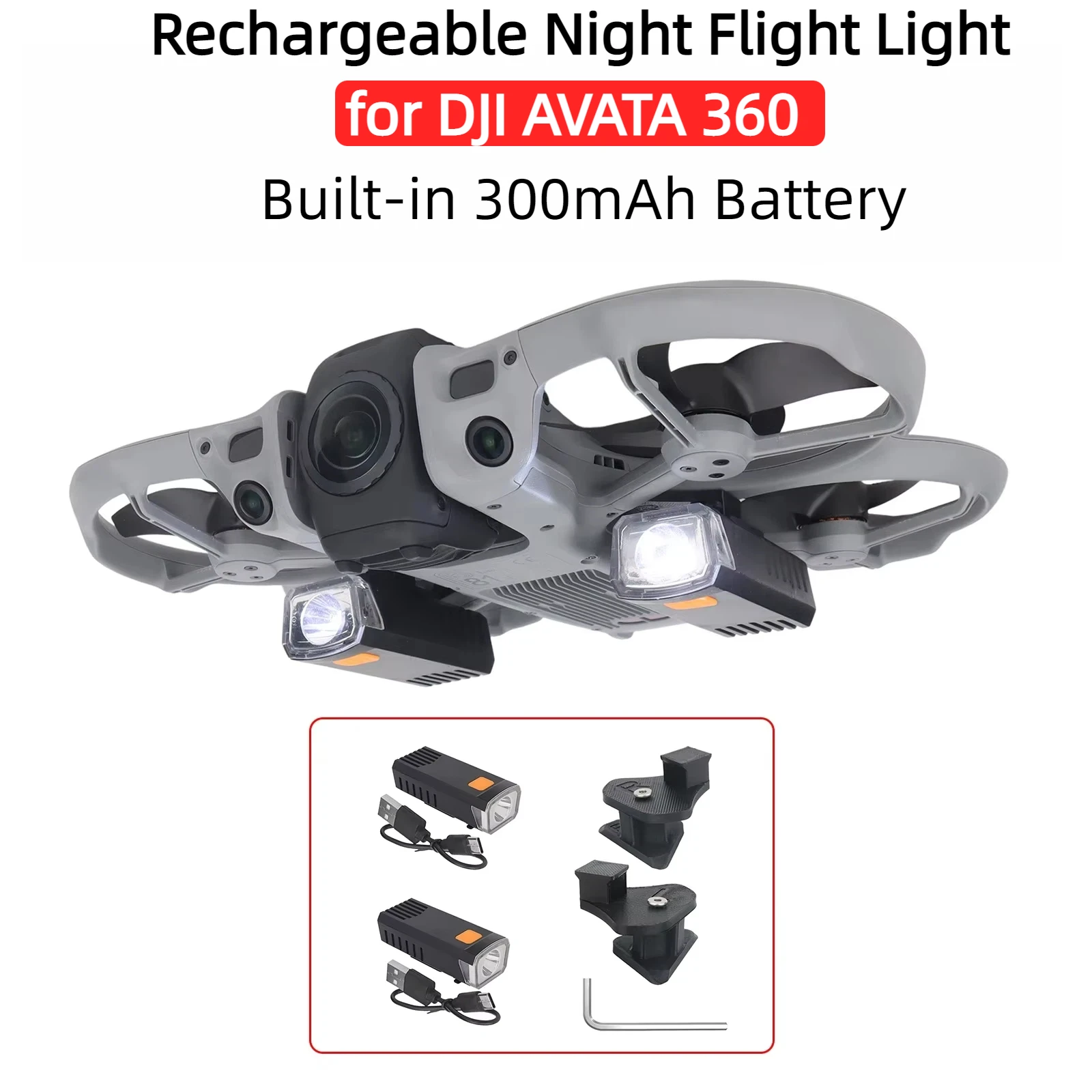

for DJI AVATA 360 Night Flight Light Lighting Rechargeable Searchlight Accessories