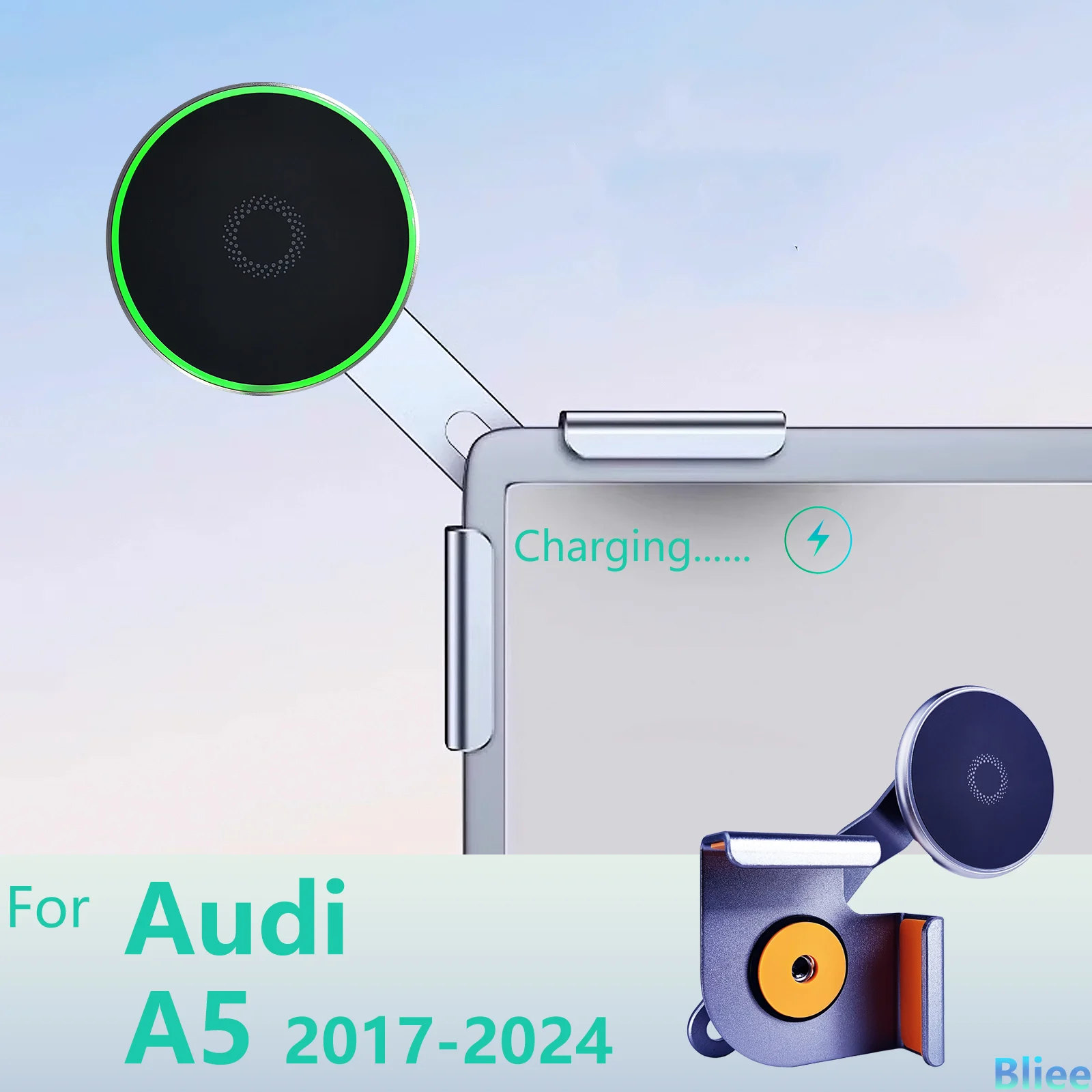 

For Audi A5 2017-2024 Magnetic Car Phone Holder Multimedia Screen Fixed Base Wireless Charging Stand MagSafe Mobile Phone Mounts