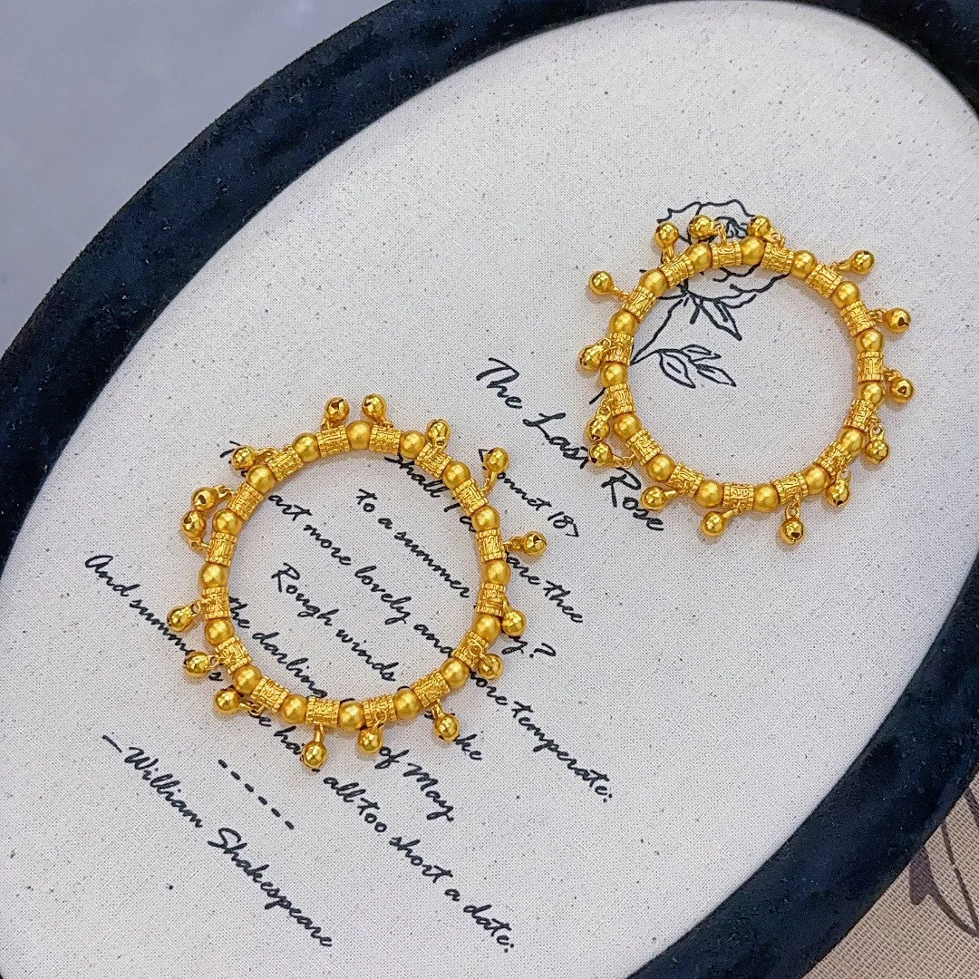 

Women's 24K Gold (AU999) Ruyi Bell-Lock Bracelet | Gold-Inlaid Vine Lock with Threaded Bells