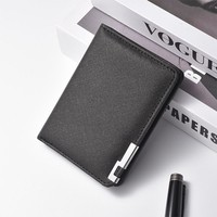 Men Soft PU Leather Black Solid Color Simple Short Ultra-thin Small Wallets Multi-card Slots Card Holder Small Coin Purse