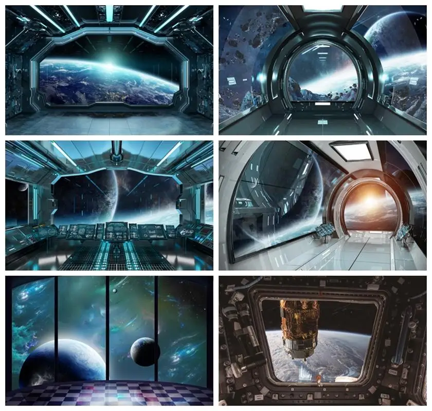 

Laeacco Spaceship Interior Background Universe Exploration Science Fiction Spacecraft Galaxy Space Station Photography Backdrop