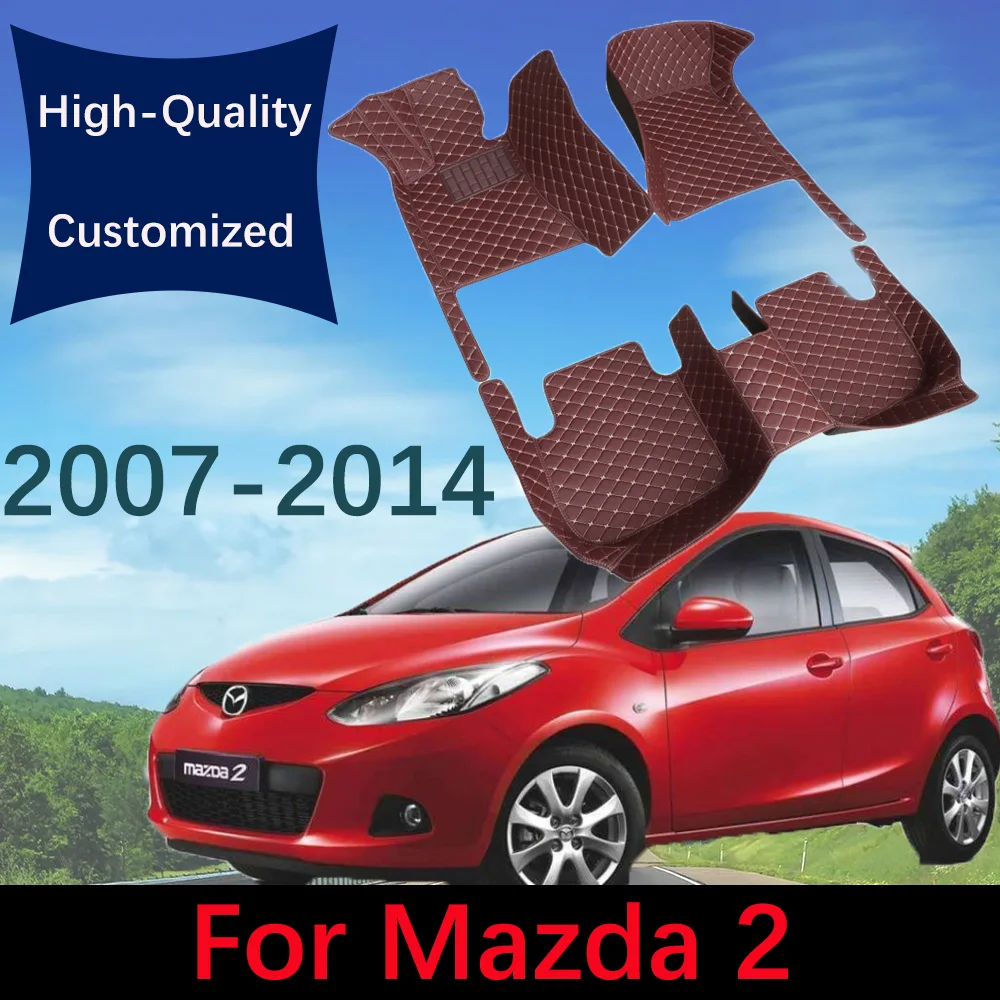 

Custom Leather Car Floor Mats For Mazda 2 2007 2008 2009 2010 2011 2012 2013 2014 Automobile Carpet Rugs Foot Pads Interior