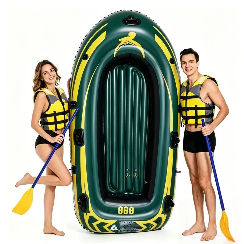 Wear-Resistant PVC Inflatable Drift Boat for 3 Person Outdoor Adventure Fishing Raft for Lake River Water Sports